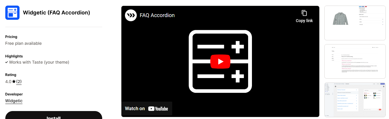 #18. Widgetic (FAQ Accordion)